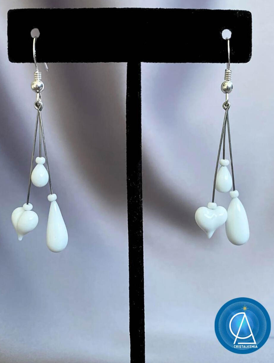 Boucles d'oreilles Coeurs Blancs Product3